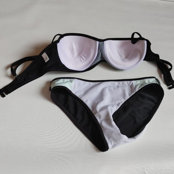 3D BIKINI TOP with Matching Bottoms Women's Size Medium Green White Black - Picture 4 of 4